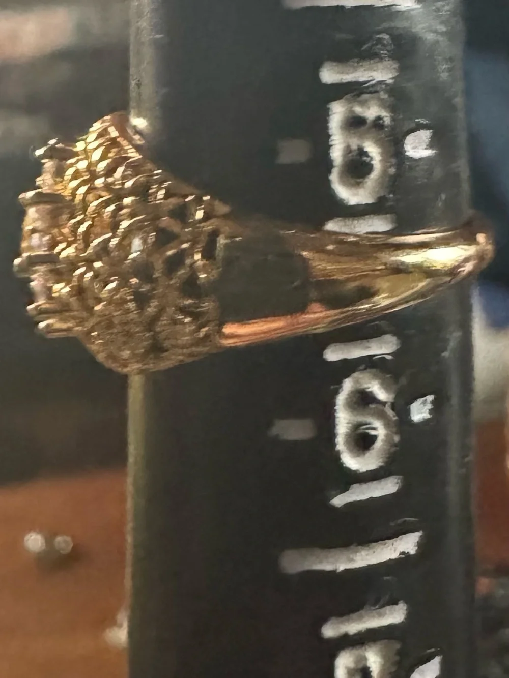 Gold Filigree Floral Cocktail Ring with Clear Crystal Center